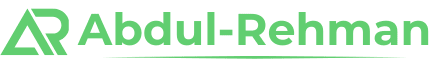 Green stylized "AR" logo with a name, combining the letters into a sleek geometric shape.